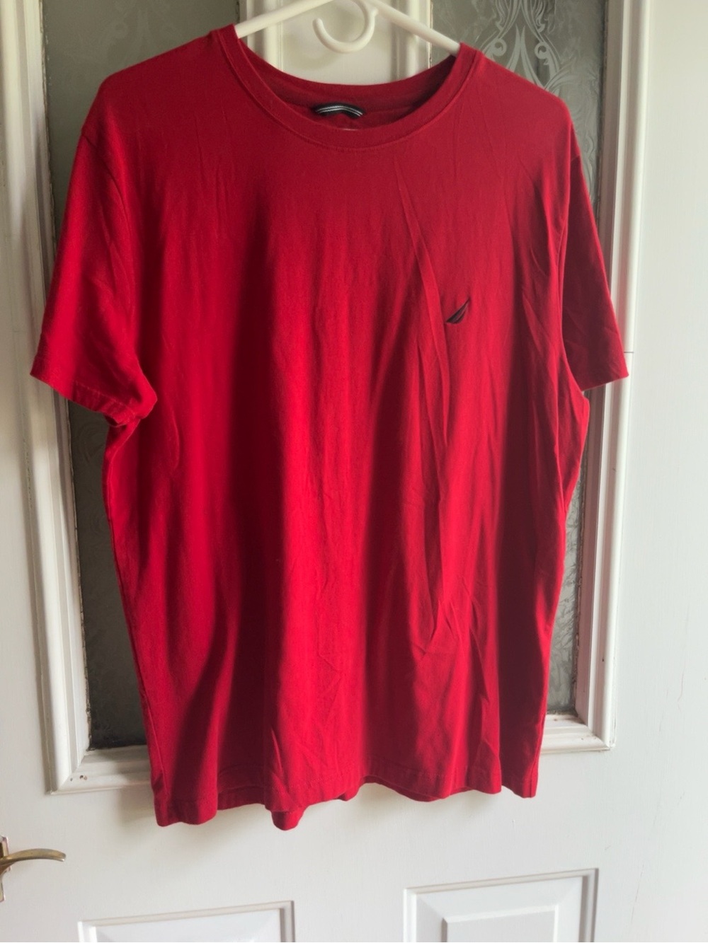 Nautica Men’s Red Crew Neck T-Shirt Size Large | Classic Logo Tee